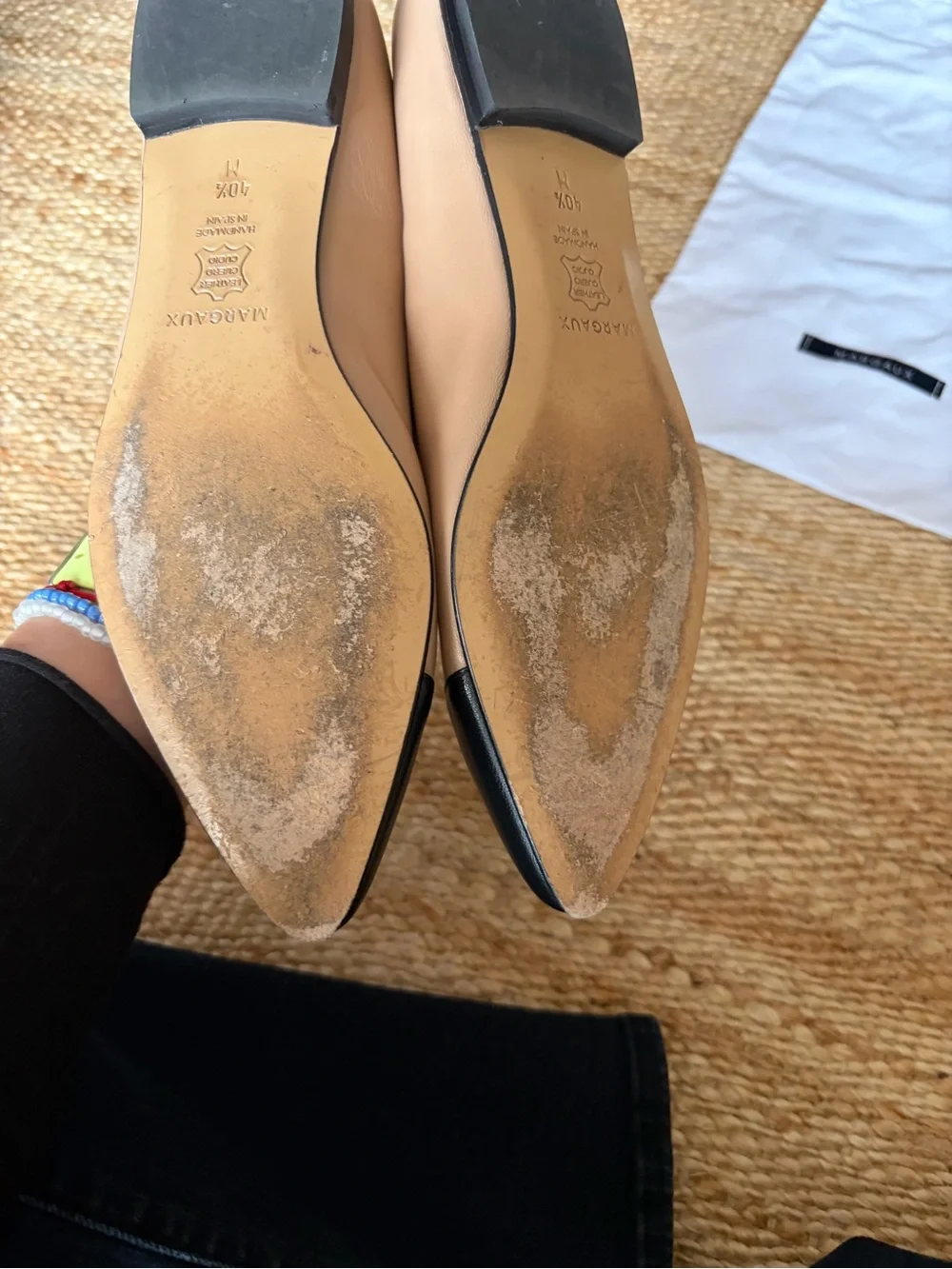 Margaux Two-Tone Nude and Black Pointed Ballet Flats